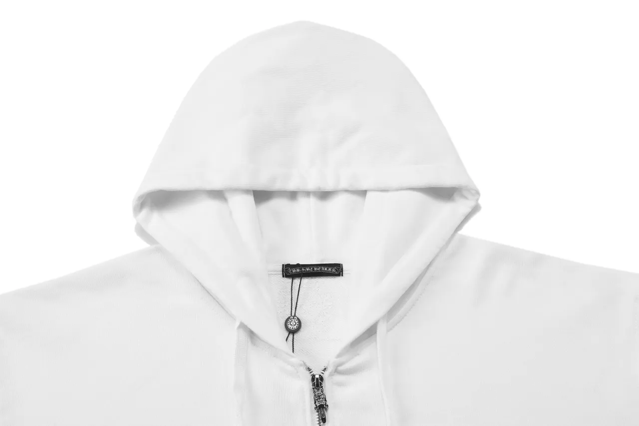 P310 Chrome Hearts Chrome Hearts Horseshoe Printed Hooded Cardigan Sweater Size: SMLXL Color: Black White